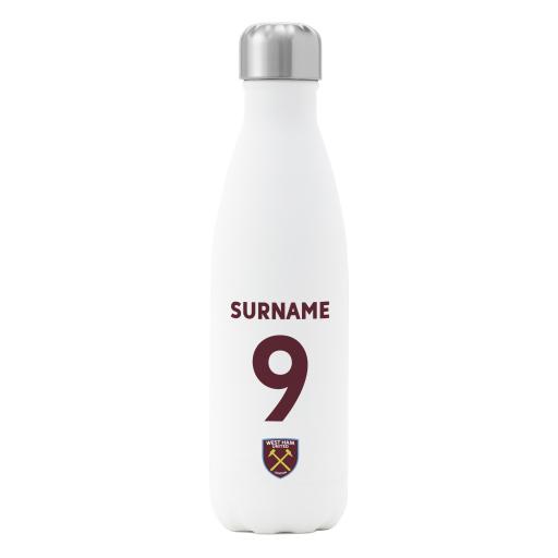 West Ham United FC Back of Shirt Insulated Water Bottle - White