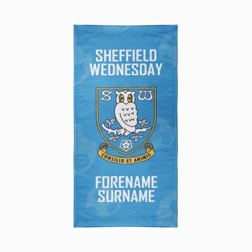 Personalised Sheffield Wednesday Fc Crest Design Towel 80cm X 160cm Officially Licensed