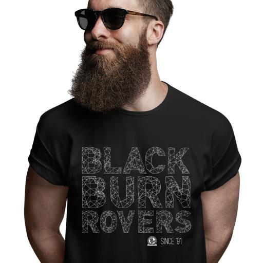 Blackburn Rovers FC Wireframe Men's T-Shirt - Black