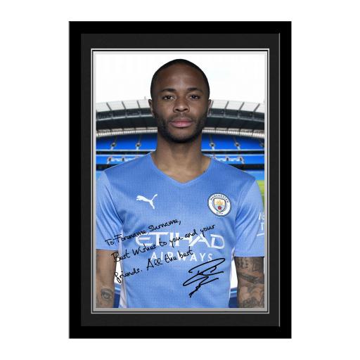 Manchester City FC Sterling Autograph Photo Framed