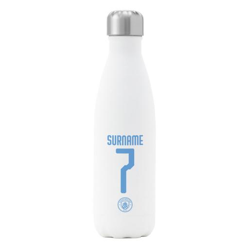 Manchester City FC Back of Shirt Insulated Water Bottle - White