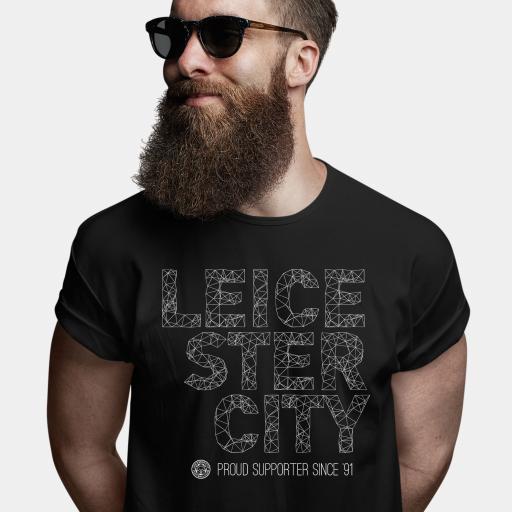 Leicester City FC Wireframe Men's T-Shirt - Black