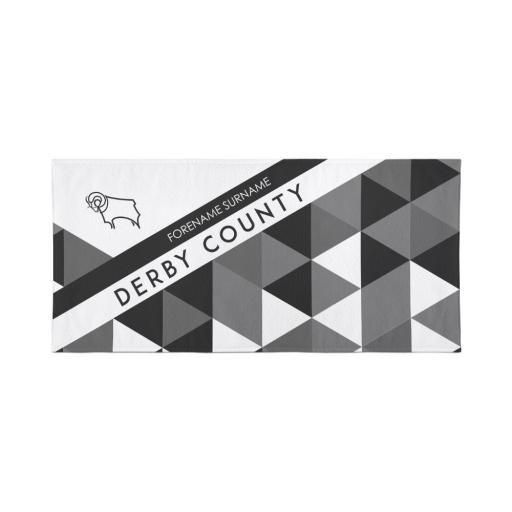 Derby County Personalised Towel - Geometric Design - 70 x 140