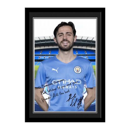 Manchester City FC Bernardo Autograph Photo Framed