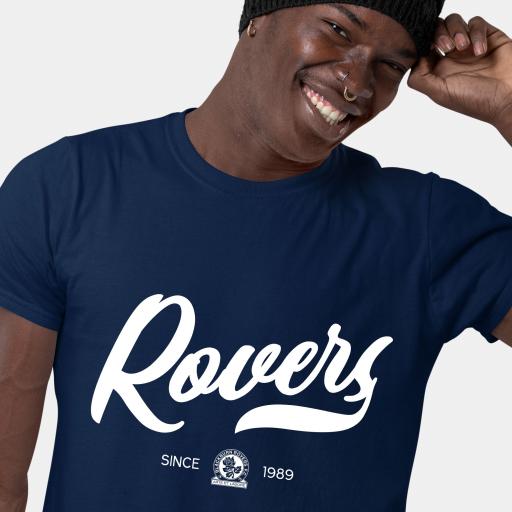 Blackburn Rovers FC Rubber Print Men's T-Shirt - Navy
