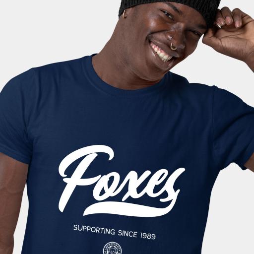 Leicester City FC Rubber Print Men's T-Shirt - Navy