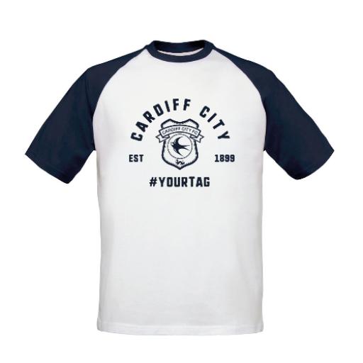 Cardiff City FC Vintage Hashtag Baseball T-Shirt