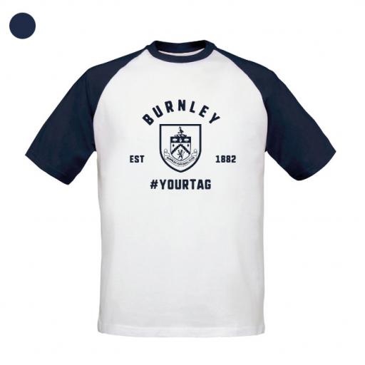 Burnley FC Vintage Hashtag Baseball T-Shirt