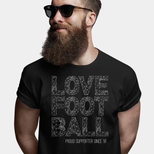 Any Team Wireframe Love Football Men's T-Shirt - Black