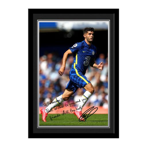 Chelsea FC Pulisic Autograph Photo Framed