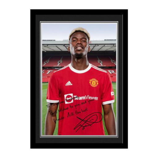 Manchester United FC Pogba Autograph Photo Framed