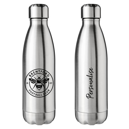 Brentford FC Crest Silver Insulated Water Bottle