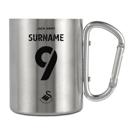 Swansea City AFC Back of Shirt Stainless Steel Camping Mug with Carabiner Handle