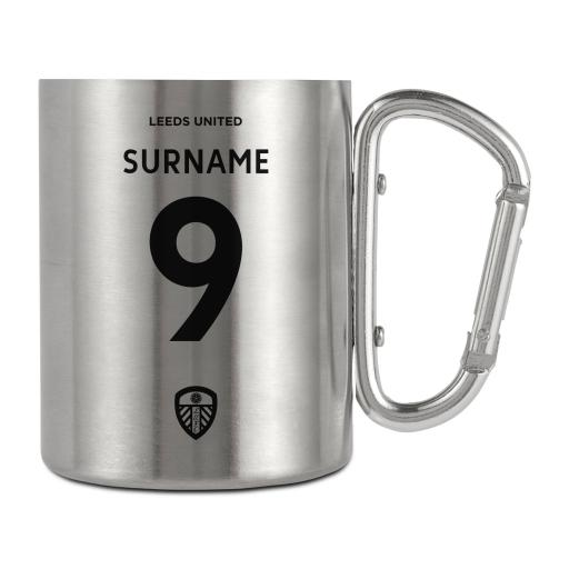 Leeds United FC Back of Shirt Stainless Steel Camping Mug with Carabiner Handle