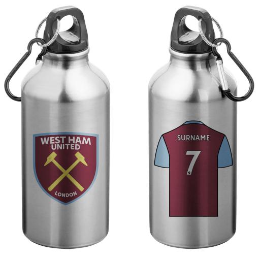 Ham United Personalised bottiglia di acqua in alluminio West F.C Camicia 